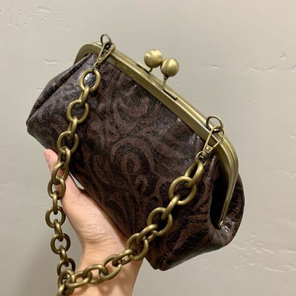 Handmade Genuine Leather Floral Embossed Clutch/Shoulder Bag/Crossbody - Picture 10 of 14